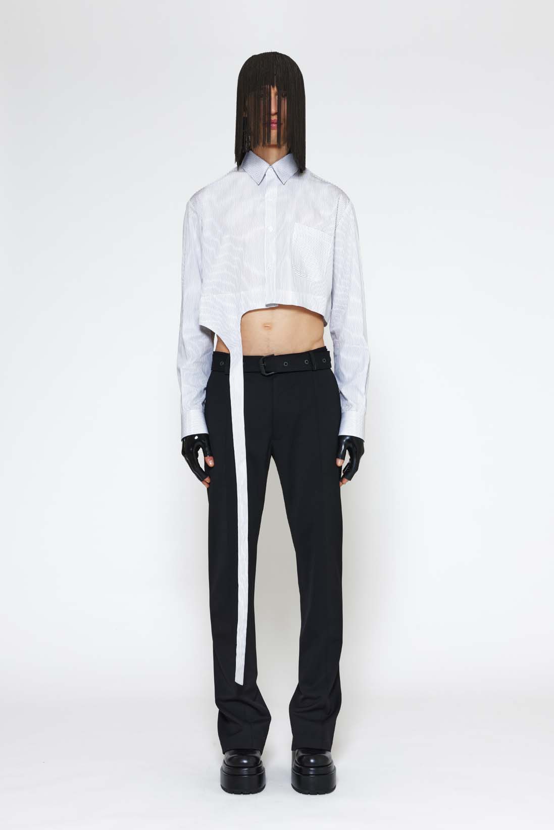 Candice  -   Cropped men's shirt with long drawstring
